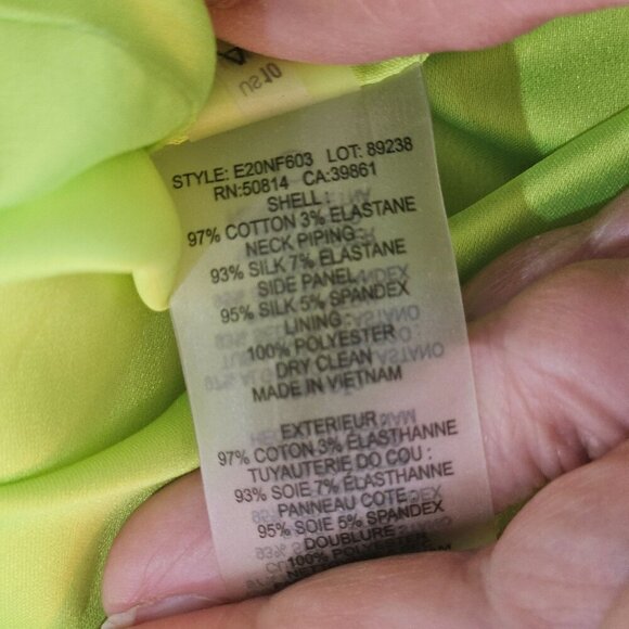 Elie Tahari Angie Lime Green Mirror Orchid Sheath Midi Dress US 10 Maximalism - Picture 10 of 13